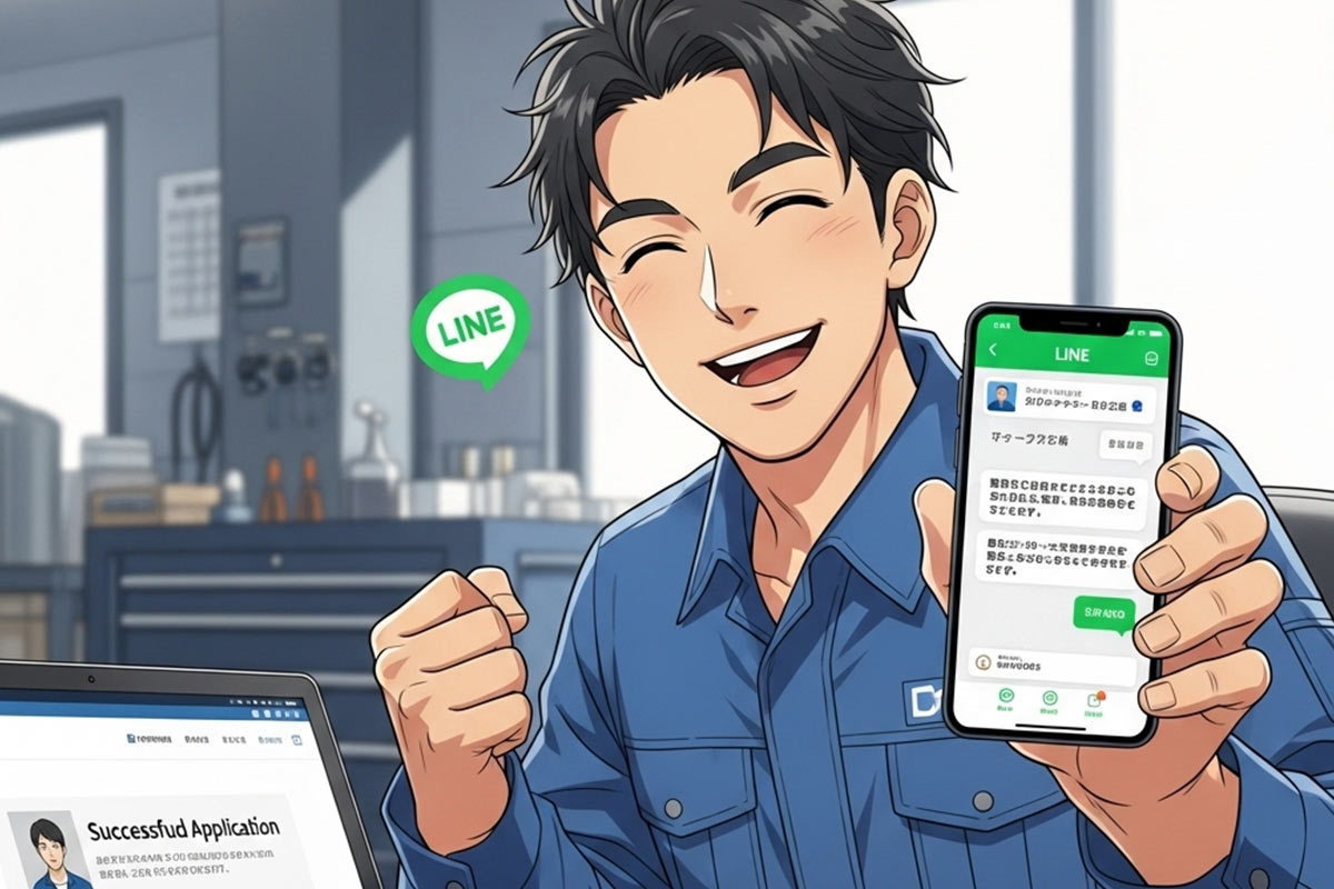 採用専門のサイトとLINEで20代の整備士が採用できた事例