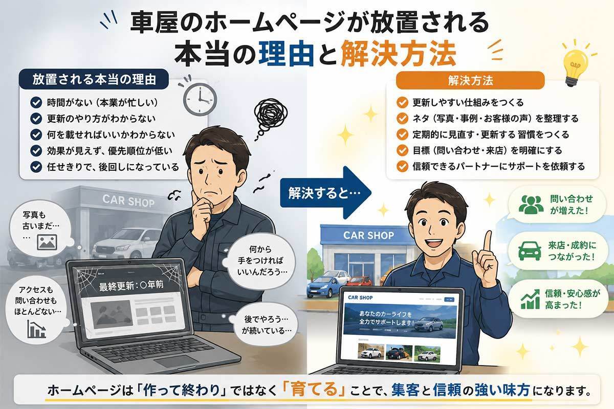 車屋のホームページが放置されてしまう理由