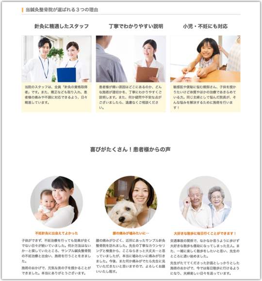 鍼灸整骨院のホームページデザイン例 B045